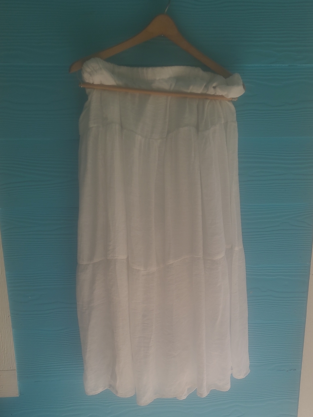 White Maxi Skirt - Lightweight Tiered Summer Skirt Large - Picture 3 of 8